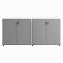 Ver imagem 5 de Armário Baixo 158,5cm Duplo com 4 Portas Tampo Embutido Corporate Cinza/Sagrado/Branco