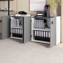 Ver imagem 6 de Armário Baixo 158,5cm Duplo com 4 Portas Tampo Embutido Corporate Cinza/Sagrado/Branco