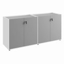 Ver imagem 2 de Armário Baixo 158,5cm Duplo com 4 Portas Tampo Embutido Corporate Cinza/Sagrado/Branco