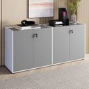 Ver imagem 1 de Armário Baixo 158,5cm Duplo com 4 Portas Tampo Embutido Corporate Cinza/Sagrado/Branco