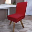Ver imagem 2 de Kit 09 Cadeira Ana de Jantar Giratória Madeira Suede Vermelho e Sintético Preto - Dominic Decor