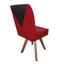 Ver imagem 4 de Kit 09 Cadeira Ana de Jantar Giratória Madeira Suede Vermelho e Sintético Preto - Dominic Decor