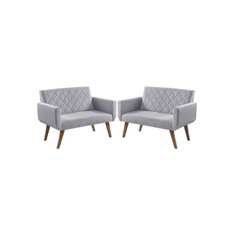 Kit 2 Poltronas 2 Lugares Anabelle Unidecor Cinza