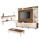 Ver imagem 1 de Estante Home Theater Titan e Aparador Vivant e Mesa de Centro Cadenza Castanho Off White - Hb Mó
