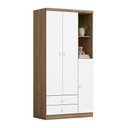 Ver imagem 2 de Guarda Roupa Infantil Bala de Menta 3 Portas e 2 Gavetas Rústico/Branco - Móveis Henn