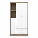 Ver imagem 3 de Guarda Roupa Infantil Bala de Menta 3 Portas e 2 Gavetas Rústico/Branco - Móveis Henn