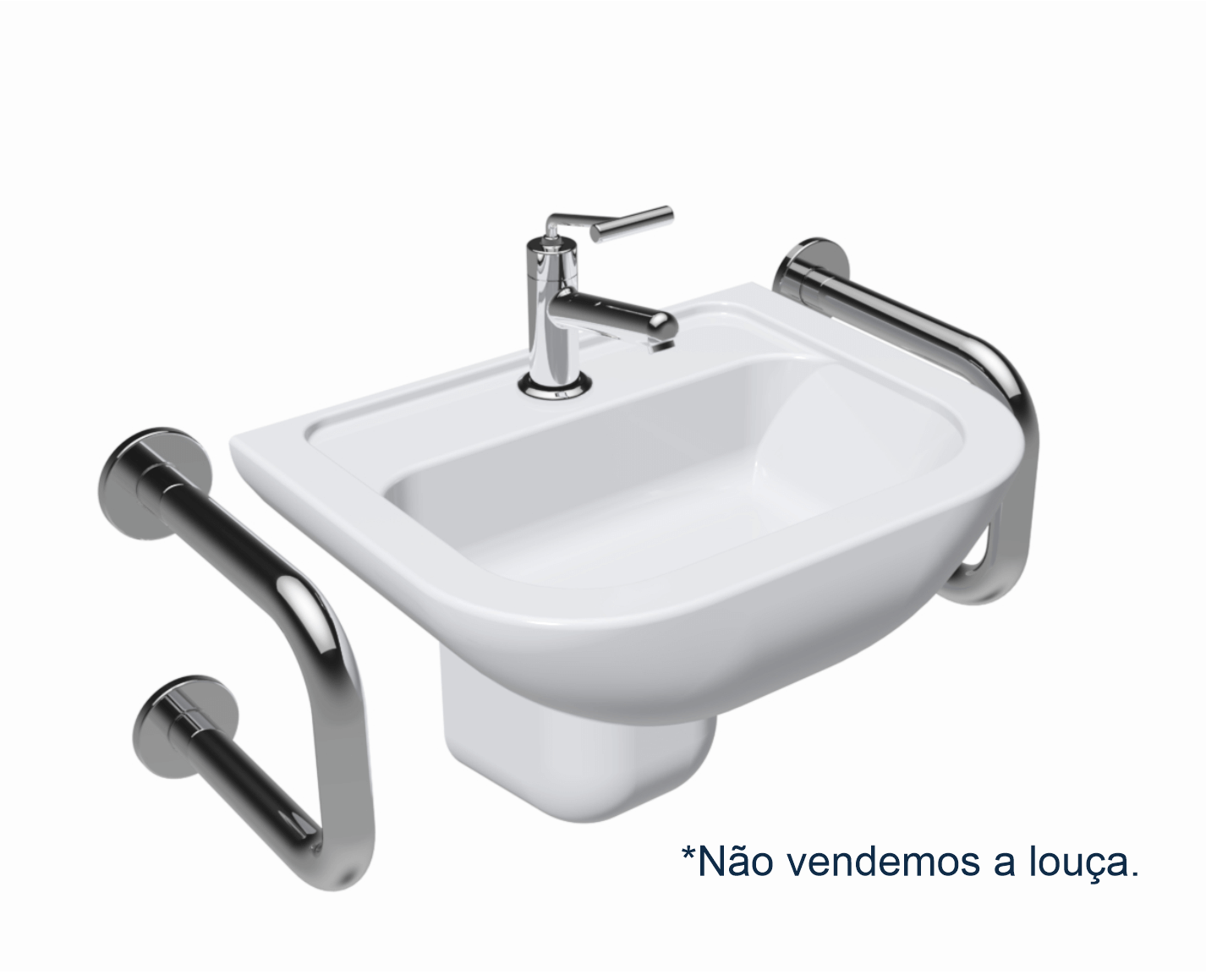 Barra de Apoio Lateral para Lavatório Inox Escovado 20 Cm - 2