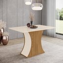Ver imagem 1 de Mesa 120 x 80 cm Sala De Jantar Cozinha Retangular sem Vidro MDF Branco Off White Madeira Nature