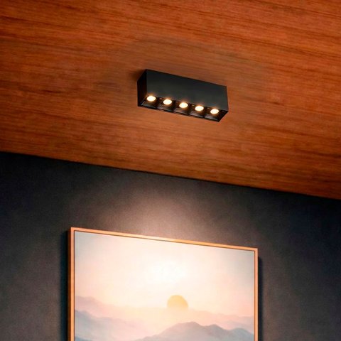 Mini Spot 5 Fachos Downlight Preto Led Sobrepor Sala Luz07