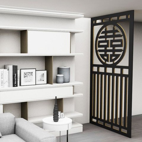 Painel Vazado Divisória Mdf Pequim Preto - 0,90x2,70m