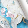 Papel de Parede Painel 3D Mármore Branco Dourado Azul 2,5M Revestimento Auto Colante Brilho - 4