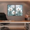 Quadro Decorativo Flor Branca Fundo Azul Kit 2 Quadros - 3