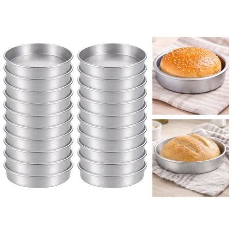 Kit 20 Formas Pão de Hambúrguer Brioche Fundo Fixo 11,5x2,5 Alumínio