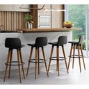 Ver imagem 1 de Kit 4 Banquetas Altas Luxo Aço Preto Linho Preto Preto