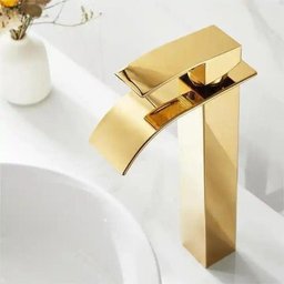 Kit Torneira para Banheiro Monocomando Cascata Alta Dourada com Válvula Ralo Click-up Luxo Dourada - 7
