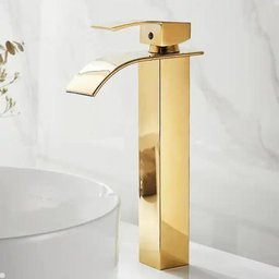 Kit Torneira para Banheiro Monocomando Cascata Alta Dourada com Válvula Ralo Click-up Luxo Dourada - 4