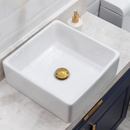 Kit Torneira para Banheiro Monocomando Cascata Alta Dourada com Válvula Ralo Click-up Luxo Dourada - 10