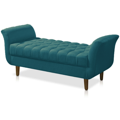 Recamier Calçadeira Decorativo Quarto Closset 150cm Grecia Suede Azul Turquesa - LM DECOR