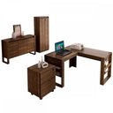 Ver imagem 2 de Conjunto Home Office 4 Peças 1 Mesa, 1 Gaveteiro e 2 Armários para Escritório Stanford 3 Marrom - Pn