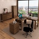 Ver imagem 1 de Conjunto Home Office 4 Peças 1 Mesa, 1 Gaveteiro e 2 Armários para Escritório Stanford 3 Marrom - Pn