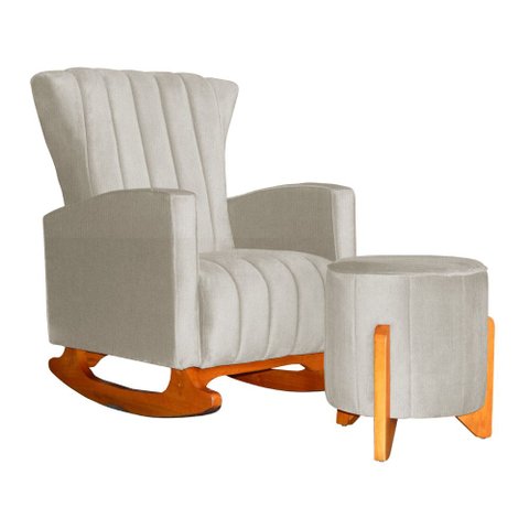 Poltrona Balanço c/ Puff Melinda Suede Bege