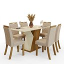 Ver imagem 6 de Conjunto Sala de Jantar Layla Select 6 Lugares Tampo MDF Cadeiras Suede Off White 160cm Casa 812