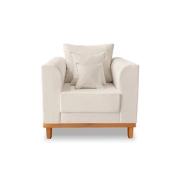 Kit Sofá 3 Lugares e 2 Poltronas Beny Viena Para Recepção Linho Bege - Madeira Prima Deccor - 6 Kit Sofá 3 Lugares e 2 Poltronas Beny Viena Para Recepção Linho Bege - Madeira Prima Deccor - 6