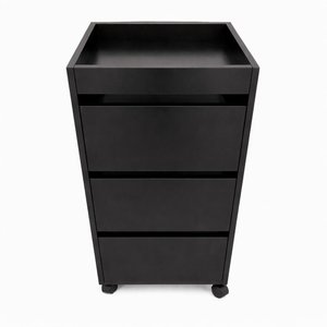 Carrinho Auxiliar Gaveteiro Profissional  Madeira MDF com 3 Gaveteiro - Preto