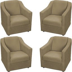 Kit 4 Poltronas Decorativas para Sala de Espera Recepção Escritório Consultório Suede - 1