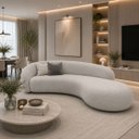 Ver imagem 1 de Sofá Zah 210 cm 3 Lugares Luxo Orgânico Curvo Bouclé Premium:Bouclé Cinza