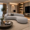 Ver imagem 2 de Sofá Zah 210 cm 3 Lugares Luxo Orgânico Curvo Bouclé Premium:Bouclé Cinza