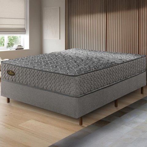 Cama Box + Colchão Casal Pergamino Molas Ensacadas 138x188x67cm