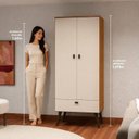 Ver imagem 7 de Guarda Roupa Solteiro Armário Compacto Multifuncional Encanto 4 Portas 2 Gavetas Marrom Off White