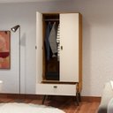 Ver imagem 6 de Guarda Roupa Solteiro Armário Compacto Multifuncional Encanto 4 Portas 2 Gavetas Marrom Off White