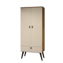 Ver imagem 5 de Guarda Roupa Solteiro Armário Compacto Multifuncional Encanto 4 Portas 2 Gavetas Marrom Off White
