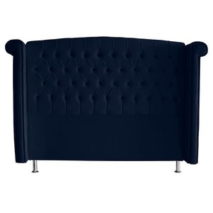 Cabeceira de Cama Box Luxo Casal 140 Cm Suede Azul Marinho Eli Móveis