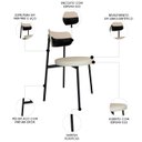 Ver imagem 3 de Cadeira de Jantar Estofada Kit 8 Nyka M25 Linho Areia/preto - Mpozenato