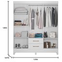 Ver imagem 3 de Guarda Roupa Casal Panamá com Cômoda Ms913 e Armário Multiuso New Íris Branco Brilho– Moval