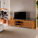 Ver imagem 2 de Rack Valencia para TV 65" 220cm MDF-MDP 2 Portas Ripada Amadeirado Mavaular Móveis