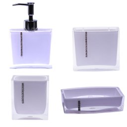Kit Banheiro Acrílico 4 Peças Lavabo Porta Sabonete Branco - 1