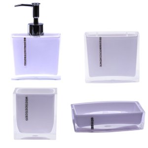 Kit Banheiro Acrílico 4 Peças Lavabo Porta Sabonete Branco