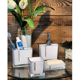 Kit Banheiro Acrílico 4 Peças Lavabo Porta Sabonete Branco - 7