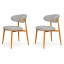 Ver imagem 4 de Kit 2 Cadeiras Decorativas Sala de Jantar Luxo Mavie Linho Cinza - Mozzelar