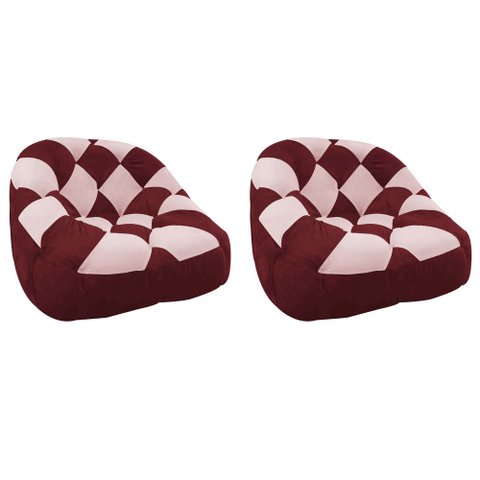 Kit 02 Poltrona Paloma Escritório Sala Pé Plástico Suede Vinho e Suede Rosa Bebê - Dominic Decor