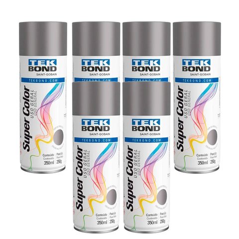 Kit 6 Unidades Tinta Spray Uso Geral Grafite 350ml Tekbond