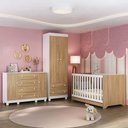 Ver imagem 1 de Quarto de Bebê Completo com Berço Americano 3 em 1 Allegra Multimóveis Mp4594 Branco/madeirado