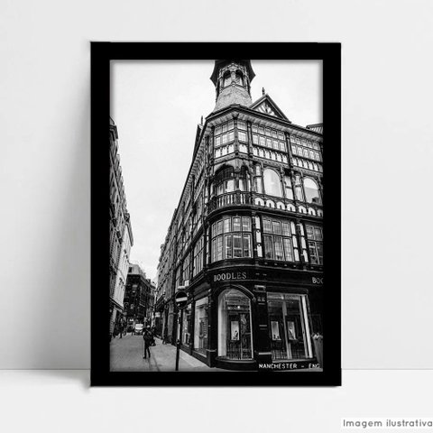 Quadro Decorativo Monumento Cidade Manchester em Moldura Caixa Tacolado Moldura Caixa 3cm Madeira Se