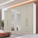 Ver imagem 1 de Guarda Roupa 6 Portas 4 Portas Ripadas Potente com Espelho 100% Mdf Off White - Móveis Europa