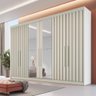 Guarda Roupa 6 Portas 4 Portas Ripadas Potente com Espelho 100% Mdf Off White - Móveis Europa - 1