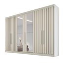 Ver imagem 2 de Guarda Roupa 6 Portas 4 Portas Ripadas Potente com Espelho 100% Mdf Off White - Móveis Europa